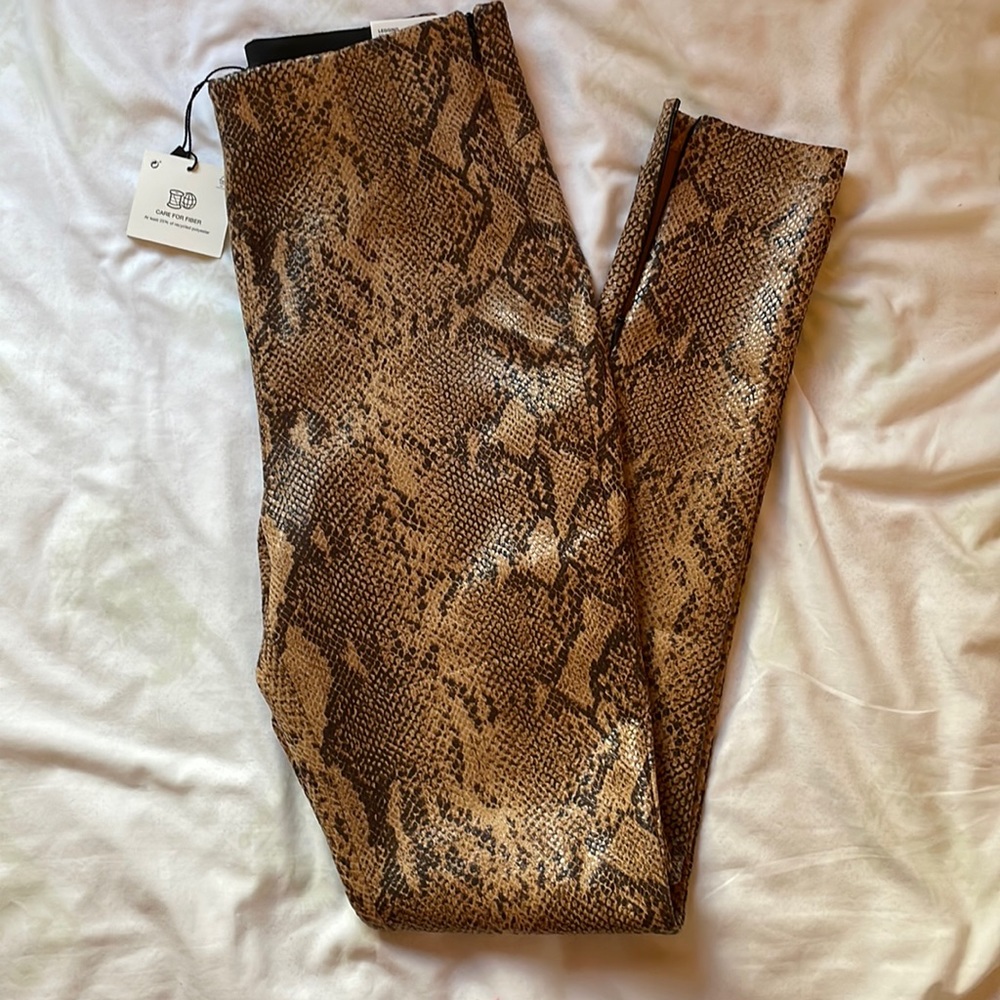 Zara Snake Print Skinny Pants in Brown & Black